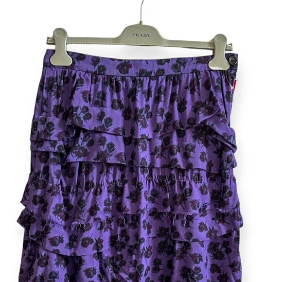 COMME DES GARÇONS Tricot  Floral Print Wool Tiered Midi Skirt - Picture 7 of 14